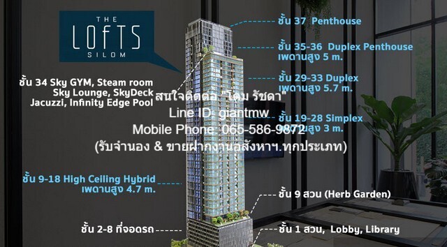 ขายด่วน ๆ คอนโดฯ The Lofts Silom เดอะ ลอฟท์ สีลม พท. 78 ตรม 2ห้องนอน บรรยากาศร่มรื่น