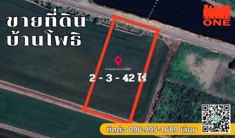 ขายที่ดินเปล่า 2-3-42 ไร่ ทำเลดี ใกล้เมืองฉะเชิงเทรา