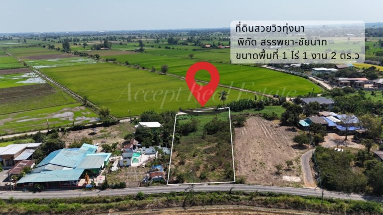 ที่ดินเปล่าล้อมรอบด้วยทุ่งนา บรรยากาศสุดฟิน อ.สรรพยา จ.ชัยนาท