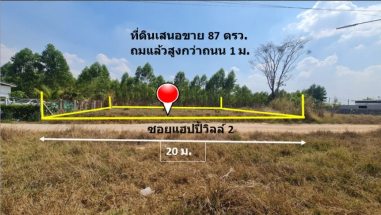 ขาย ที่ดิน บ้านโตนด ม.10 ต.หนองระเวียง อ.เมืองนครราชสีมา จัดสรรอู่ทองแลนด์ เนื้อที่ 87 ตรว ถมแล้วสูงกว่าถนน 1 ม. เจ้าของขายเอง ฟรีโอน